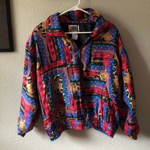 Vintage EVR 1980s Silk Jacket/ Medium/ Chain Print